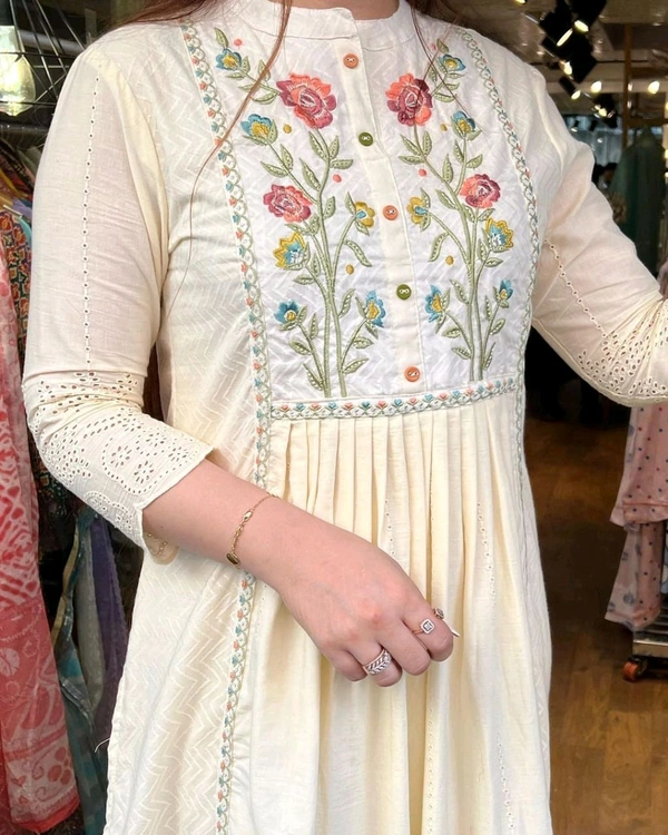 SF2 5366 Cotton embroidered kurta with pants and dupatta - M-38