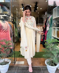 SF2 5366 Cotton embroidered kurta with pants and dupatta - M-38