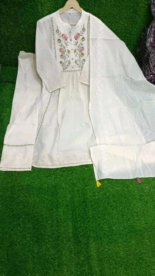 SF2 5366 Cotton embroidered kurta with pants and dupatta - M-38