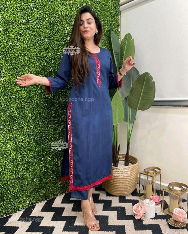 SF2 5368  Kurta pant set with real mirror work* - 2XL-44