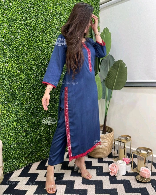 SF2 5368  Kurta pant set with real mirror work* - 3XL-46