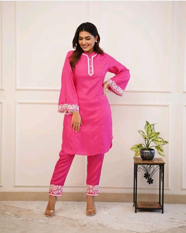 SF2 5360 ,NEW design  Reyon cord- set With printex work and embroidery work✨Pure Reyon kurta with embroidery Pant  - M-38