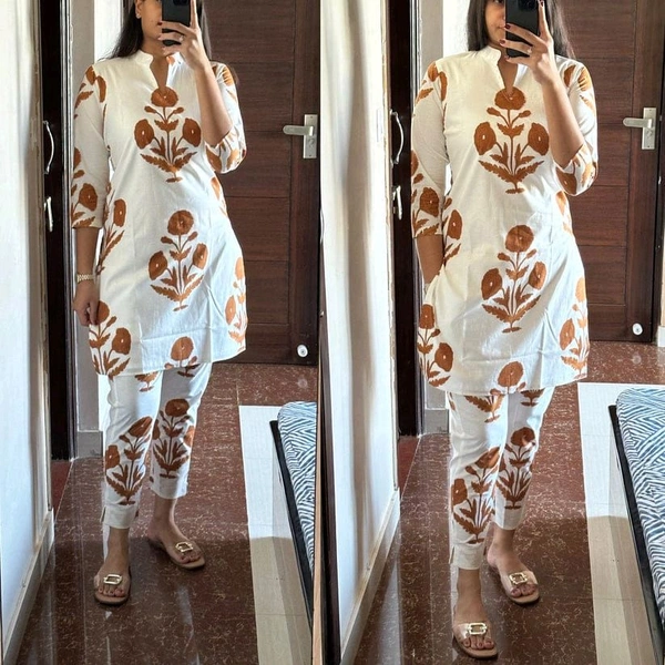 SF2 5361 Beautiful *cotton co-ords sets. Side Pocket   - XL-42, Web Orange