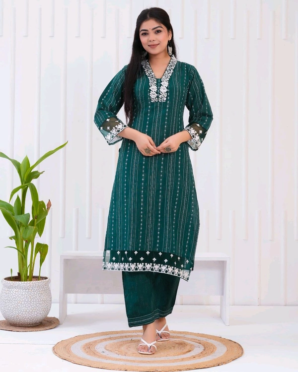 KDJ 5362  new Kadhi Kurta duptta with pant set - Blue Stone, M-38