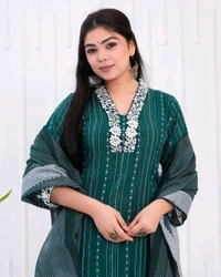KDJ 5362  new Kadhi Kurta duptta with pant set - Blue Stone, XL-42