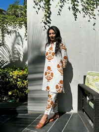 SF2 5364 🌹 *NEW  Beautiful *cotton co-ords sets, stylish beautiful  print  Side Pocket   - XL-42, Brown