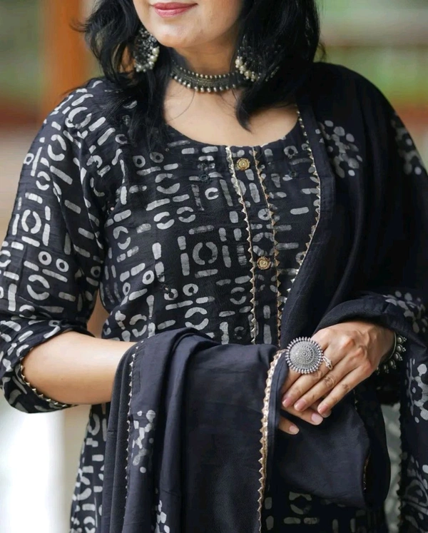 KF3 5367  Heavy Reyon and Heavy  Gotta  wark  Kurti with Pant Dupatta  - L-40