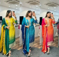 SF3 5367 HAVY CHINON WEAR TOP AND PLAZZO. WITH FANCY DUPPATA AND EMBROIDERY  - Blue, M-38