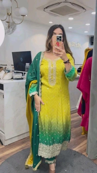 SF3 5367 HAVY CHINON WEAR TOP AND PLAZZO. WITH FANCY DUPPATA AND EMBROIDERY  - Yellow, XL-42