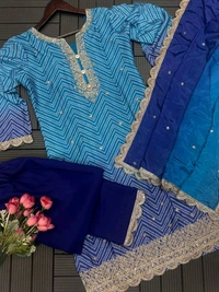 SF3 5367 HAVY CHINON WEAR TOP AND PLAZZO. WITH FANCY DUPPATA AND EMBROIDERY  - Blue, XL-42