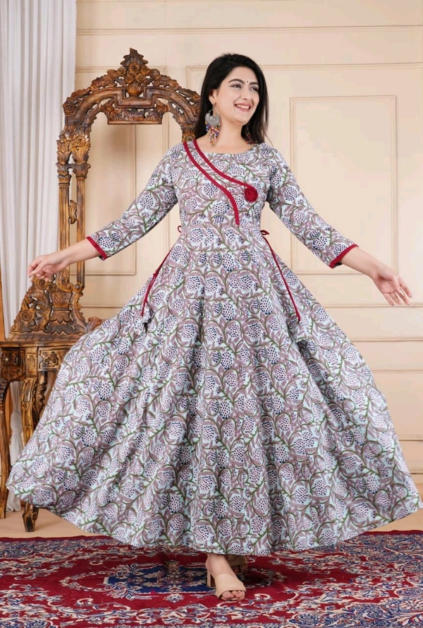 SF2 5368 *News Beautiful Reyon  printed Gown dress  - 2XL-44