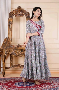 SF2 5368 *News Beautiful Reyon  printed Gown dress  - 2XL-44