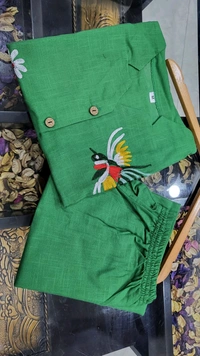 SF2 5373 Premium cotton Co-ords Sets Beautiful Aari Bird & Floral Work  - Green, M-38