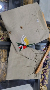 SF2 5373 Premium cotton Co-ords Sets Beautiful Aari Bird & Floral Work  - Gray, M-38