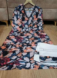 SF2  5374   *cotton *Kurti-Maslen digital prin  KURTI PANT Dupatta  - 2XL-44
