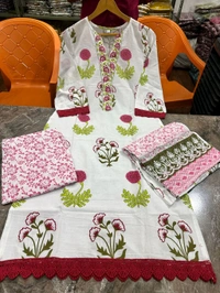 KDJ 5376 BEAUTIFUL LESS WORK COTTON DRESS KURTA PANT DUPATTA   - 2XL-44
