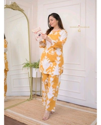 SF2 5380  Beautiful *cotton co-ords sets,l comfortable amazing print. perfect outfits  - Web Orange, L-40