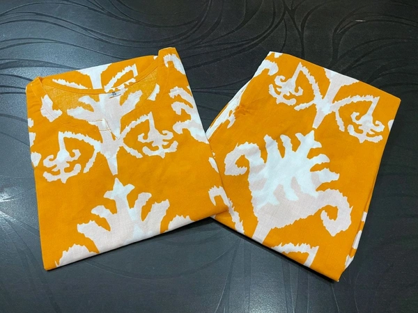 SF2 5380  Beautiful *cotton co-ords sets,l comfortable amazing print. perfect outfits  - Web Orange, L-40