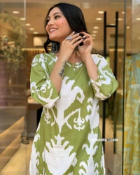 SF2 5380  Beautiful *cotton co-ords sets,l comfortable amazing print. perfect outfits  - Green, 2XL-44