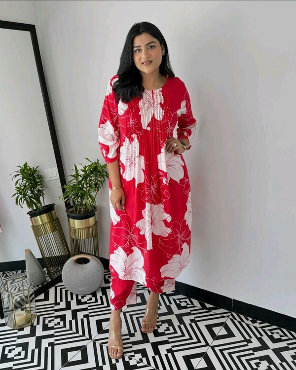 SF4 5394  Beautiful Cottan  kurti pent Design for Gorgeous   - Red, M-38