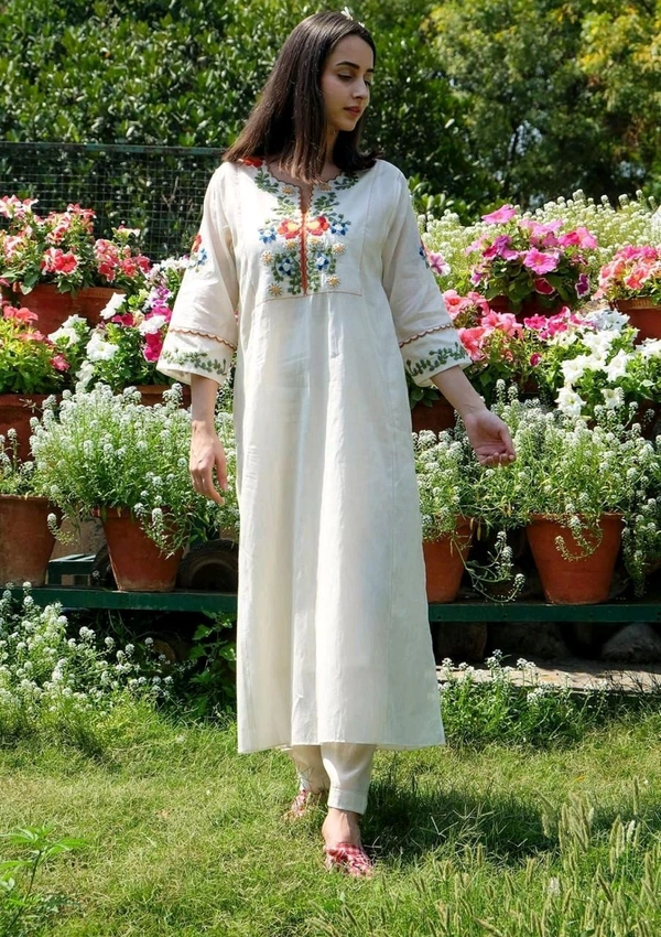 SF2 5396  NEW COTTON  KURTA SET  hand*Work: Embroidery and Aari work* - L-40