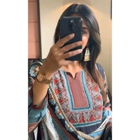 SF3 5398  Muslin suit, featuring a mesmerizing Digital print.  - L-40