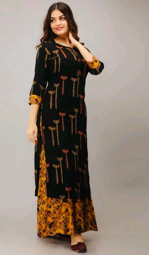SF2 5399 Reyon  print kurti with sharara set. - L-40