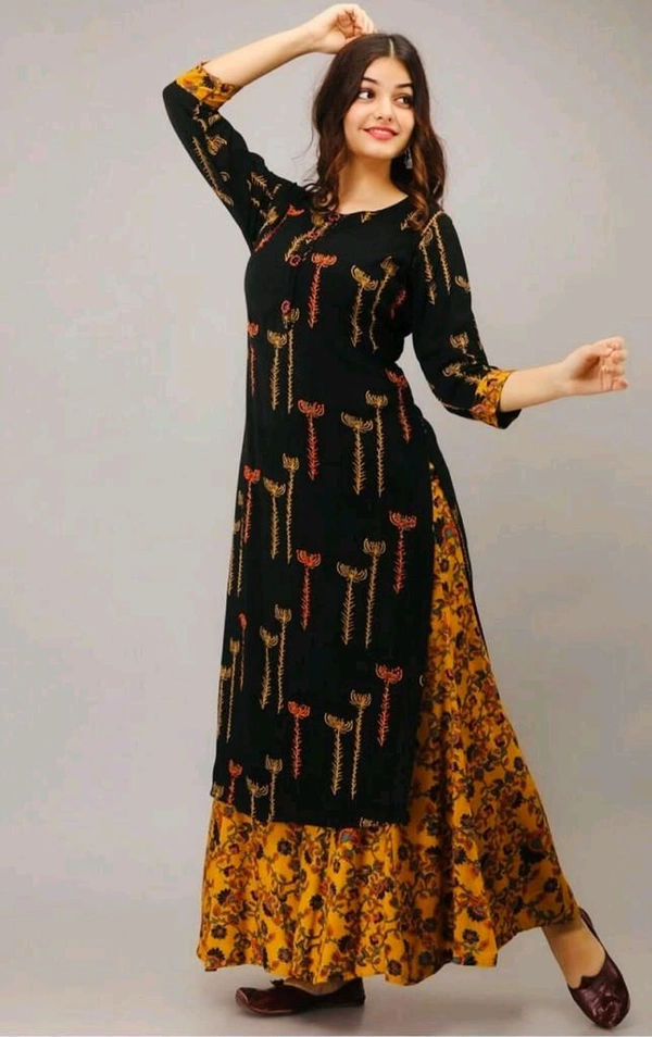 SF2 5399 Reyon  print kurti with sharara set. - XL-42