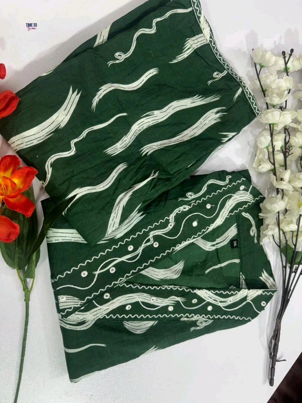 SF2 5400 DISIGNER CORD- SET  beautifully decorated with hand embroidery weaving PREMIUM COTTON WITH MIRROR WORK  - Green, L-40