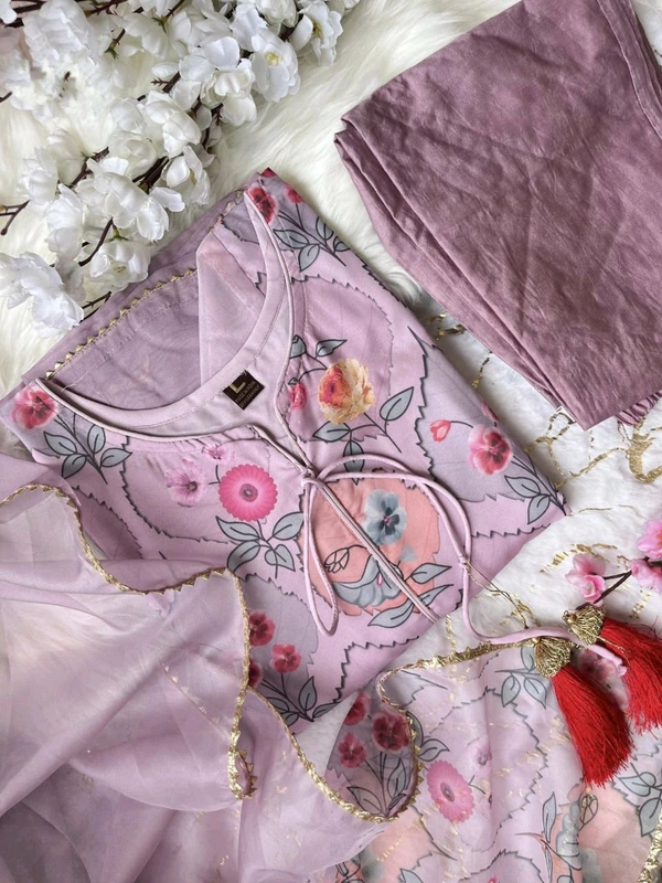 SF3 5401 *NEW ORGENZA SUIT SET  beautifully decorated -HEAVY ORGANZA WITH DIGITAL PRINT - L-40