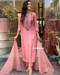 SF3 5402  designers. Wear  Beautiful Heavy Chanderi Silk  designer wear kurti pant and duppta  with embroidery work   - M-38