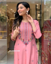SF3 5402  designers. Wear  Beautiful Heavy Chanderi Silk  designer wear kurti pant and duppta  with embroidery work   - L-40