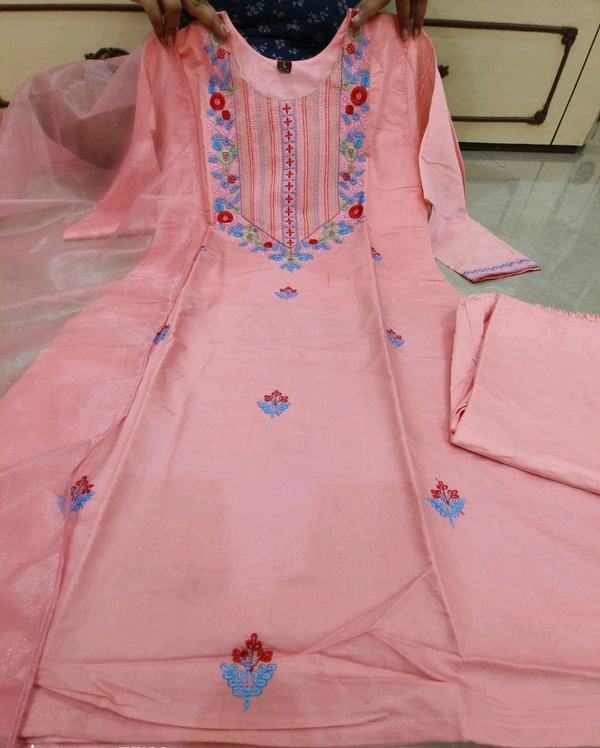 SF3 5402  designers. Wear  Beautiful Heavy Chanderi Silk  designer wear kurti pant and duppta  with embroidery work   - XL-42