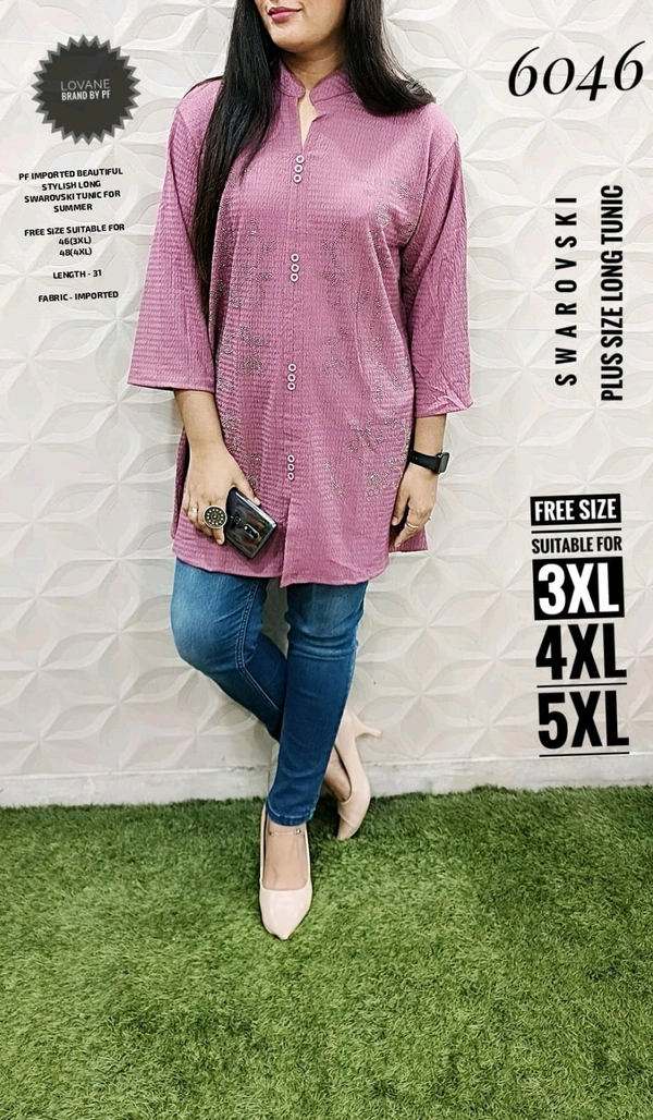 PFD 6046 IMPORTED BEAUTIFUL STYLISH LONG FANCY SWAROVSKI MENTION ON THE -SUPERB QUALITY IMPORTED STUFF - Pink, 4XL-48