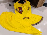 SF2 5406  Premium Rayon Designer Top and Dhoti Set in Embroidery work and Less   - Yellow, M-38