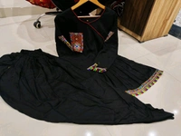 SF2 5406  Premium Rayon Designer Top and Dhoti Set in Embroidery work and Less   - Black, XL-42