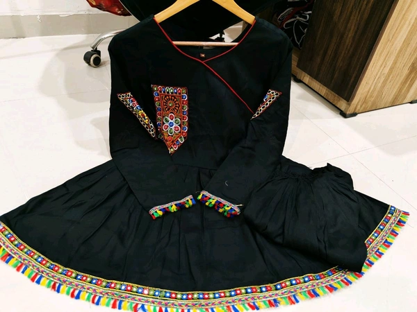 SF2 5406  Premium Rayon Designer Top and Dhoti Set in Embroidery work and Less   - Black, XL-42
