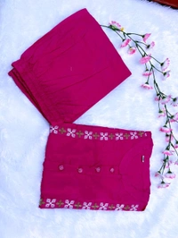 SF2  5412 New launch HAVY Cotton  classy  kurti pant  with embroidery & button work  - Pink, L-40
