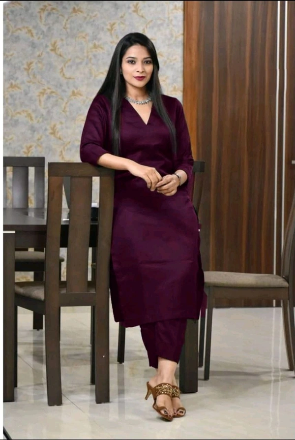 SF2 5413  REYON  KURTA SET WITH SADE POCKET - Purple Wine, M-38