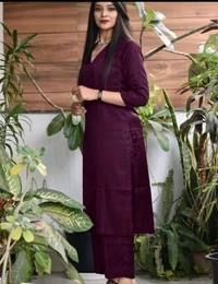 SF2 5413  REYON  KURTA SET WITH SADE POCKET - Purple Wine, M-38