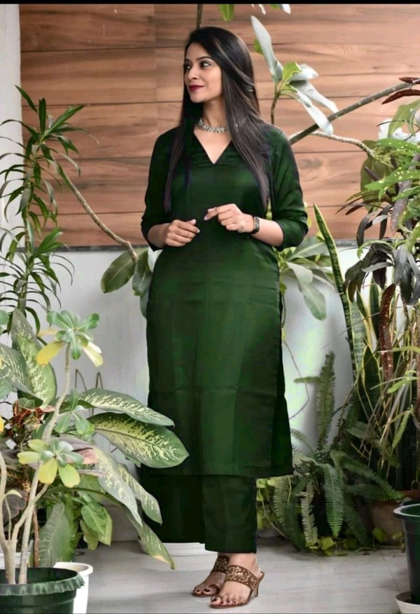 SF2 5413  REYON  KURTA SET WITH SADE POCKET - Green, M-38