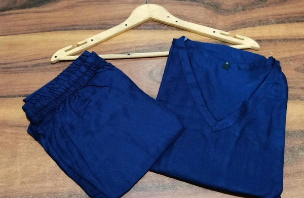SF2 5413  REYON  KURTA SET WITH SADE POCKET - Blue, M-38