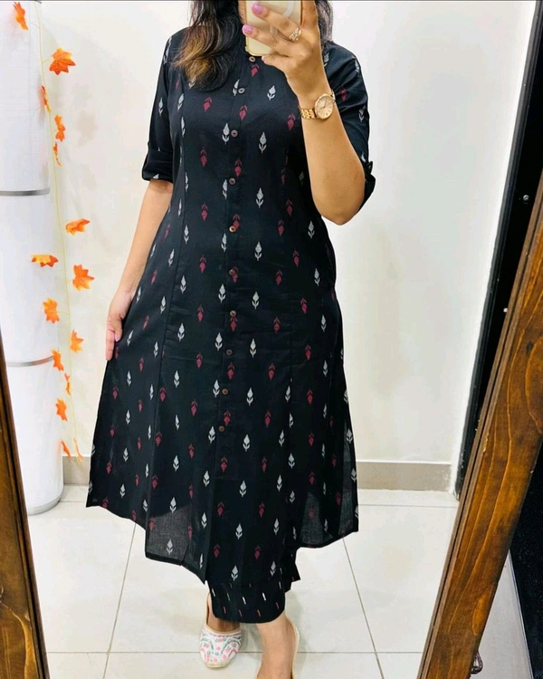 SF2  5420  Amazing cotton cord set  procin print  stylish look  - Black, 2XL-44