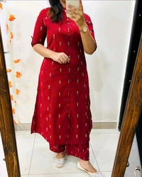 SF2  5420  Amazing cotton cord set  procin print  stylish look  - Red, XL-42