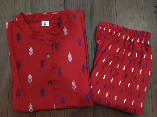 SF2  5420  Amazing cotton cord set  procin print  stylish look  - Red, XL-42