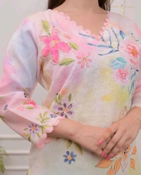 SF3 5421 HEVAY SHIFLI FABRIC DIGITAL PRINTING HAND WORK  KHATLI SUIT SET  - M-38