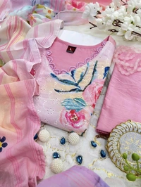 SF3 5421 HEVAY SHIFLI FABRIC DIGITAL PRINTING HAND WORK  KHATLI SUIT SET  - L-40