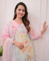 SF3 5421 HEVAY SHIFLI FABRIC DIGITAL PRINTING HAND WORK  KHATLI SUIT SET  - XL-42