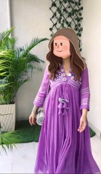 SF2 5038  trendy  Cotton  beautiful lace work  tasal Gown - M-38, Purple