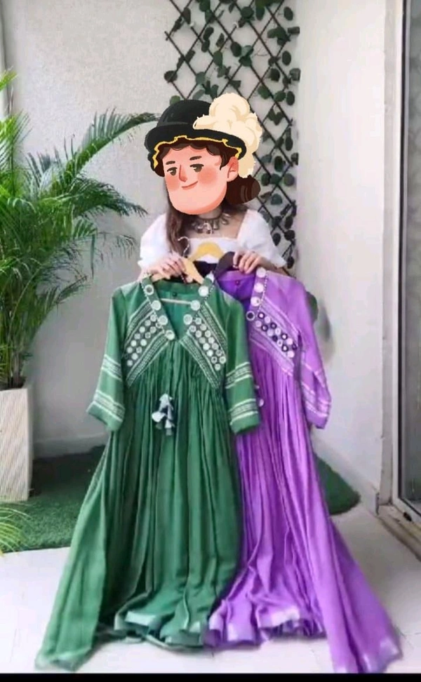 SF2 5038  trendy  Cotton  beautiful lace work  tasal Gown - XL-42, Purple